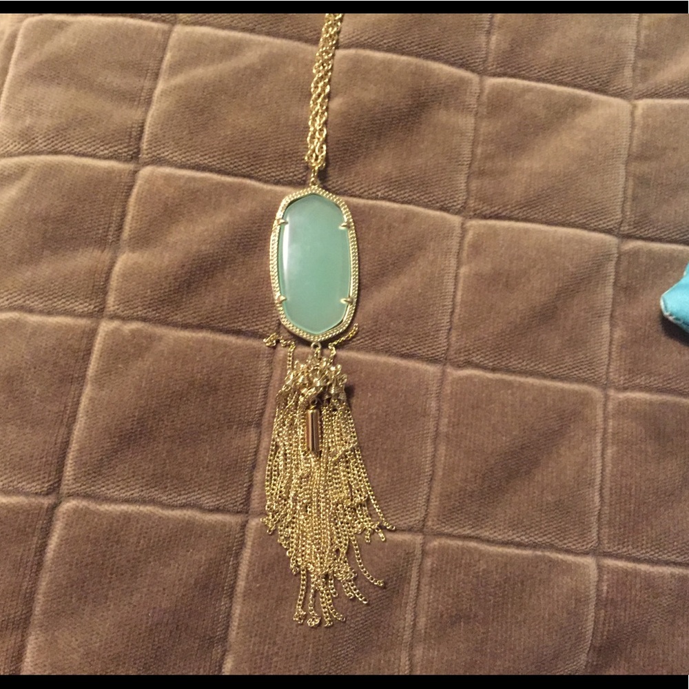 Kendra Scott Gold and Mint Green Necklace